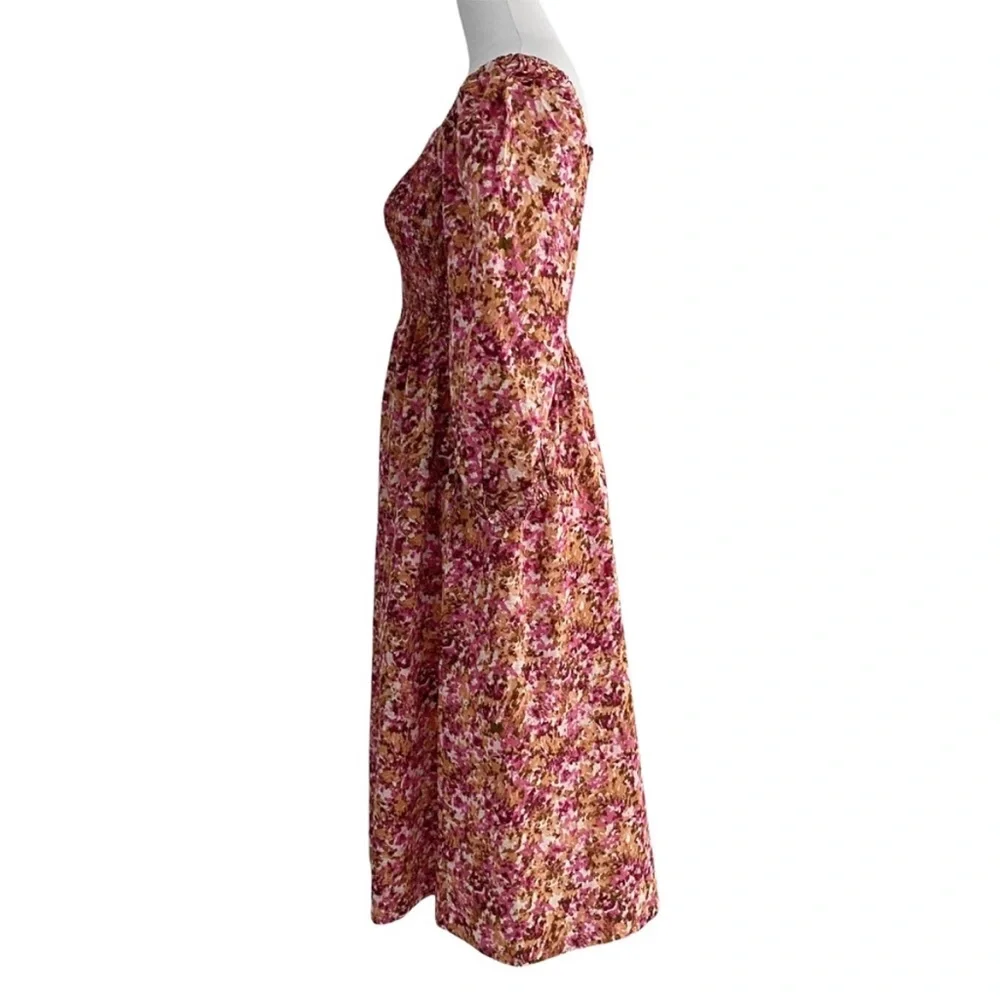 J. Crew Smocked Puff-Sleeve Dress in Pink Faded Floral Size Small NWT